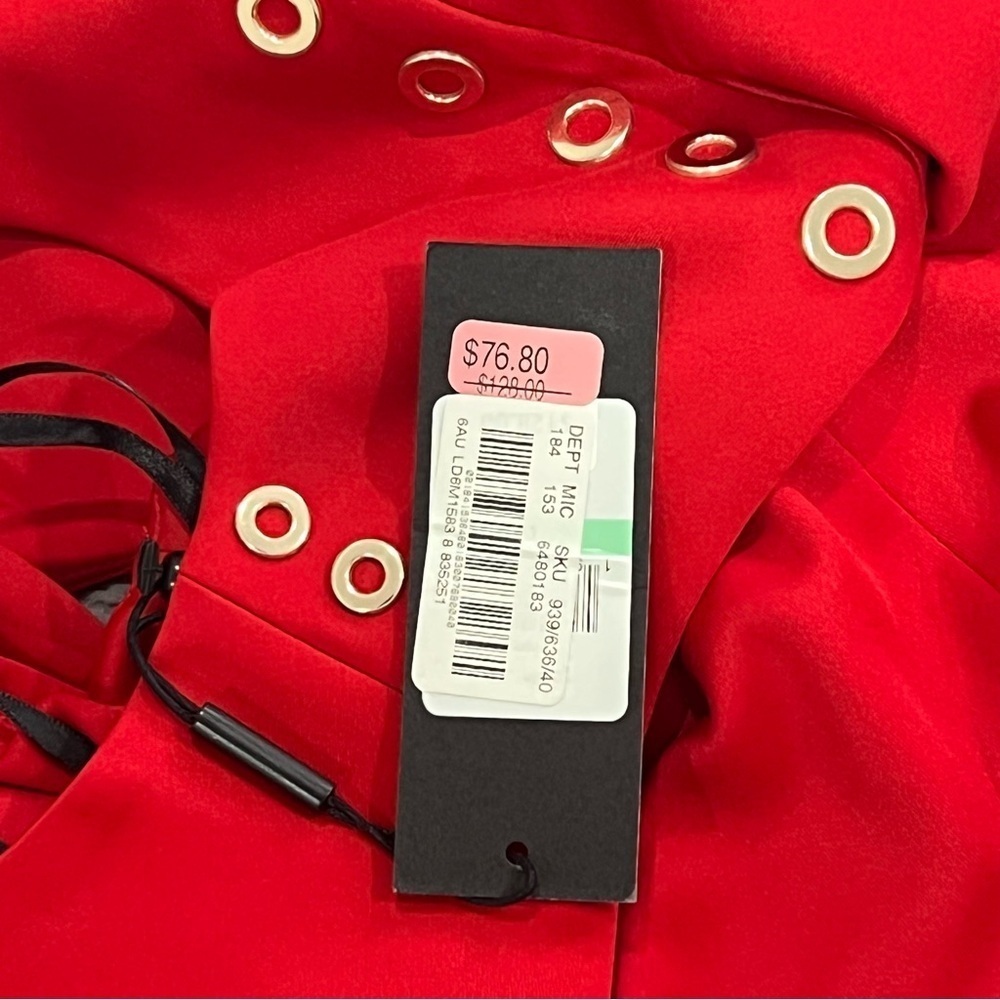 NWT Karl Lagerfeld Paris Red Grommet Scuba Shift Dress Size 8 - Picture 9 of 10